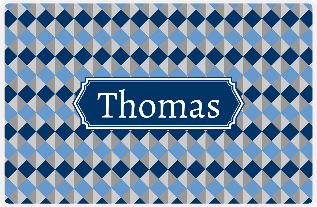 Personalized Geo Squared Placemat - Navy and Grey - Navy Decorative Rectangle Frame -  View