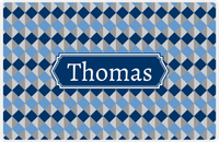Thumbnail for Personalized Geo Squared Placemat - Navy and Grey - Navy Decorative Rectangle Frame -  View