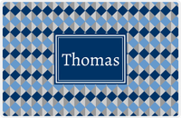 Thumbnail for Personalized Geo Squared Placemat - Navy and Grey - Navy Rectangle Frame -  View
