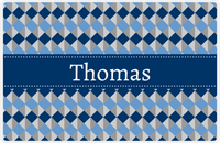 Thumbnail for Personalized Geo Squared Placemat - Navy and Grey - Navy Ribbon Frame -  View