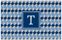 Thumbnail for Personalized Geo Squared Placemat - Navy and Grey - Navy Square Frame -  View