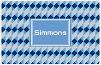 Thumbnail for Personalized Geo Squared Placemat - Navy and Light Blue - Glacier Rectangle Frame -  View