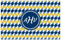 Thumbnail for Personalized Geo Squared Placemat - Navy and Mustard - Navy Circle Frame -  View
