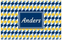 Thumbnail for Personalized Geo Squared Placemat - Navy and Mustard - Navy Rectangle Frame -  View