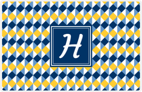 Thumbnail for Personalized Geo Squared Placemat - Navy and Mustard - Navy Square Frame -  View