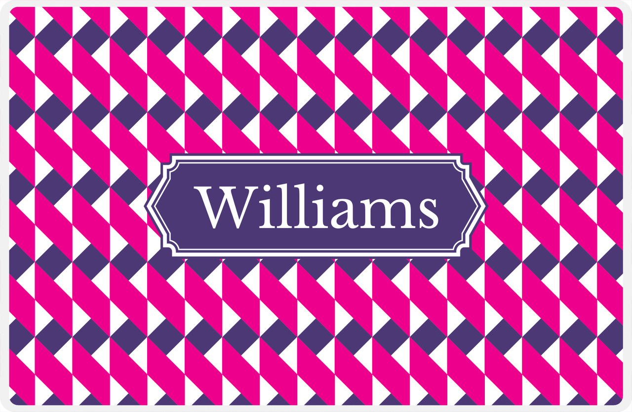 Personalized Geo Squared Placemat - Hot Pink and White - Indigo Decorative Rectangle Frame -  View