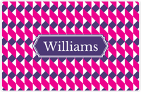 Thumbnail for Personalized Geo Squared Placemat - Hot Pink and White - Indigo Decorative Rectangle Frame -  View