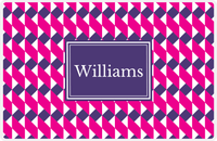Thumbnail for Personalized Geo Squared Placemat - Hot Pink and White - Indigo Rectangle Frame -  View