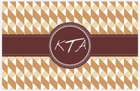 Thumbnail for Personalized Geo Squared Placemat - Light Brown and Champagne - Brown Circle Frame With Ribbon -  View
