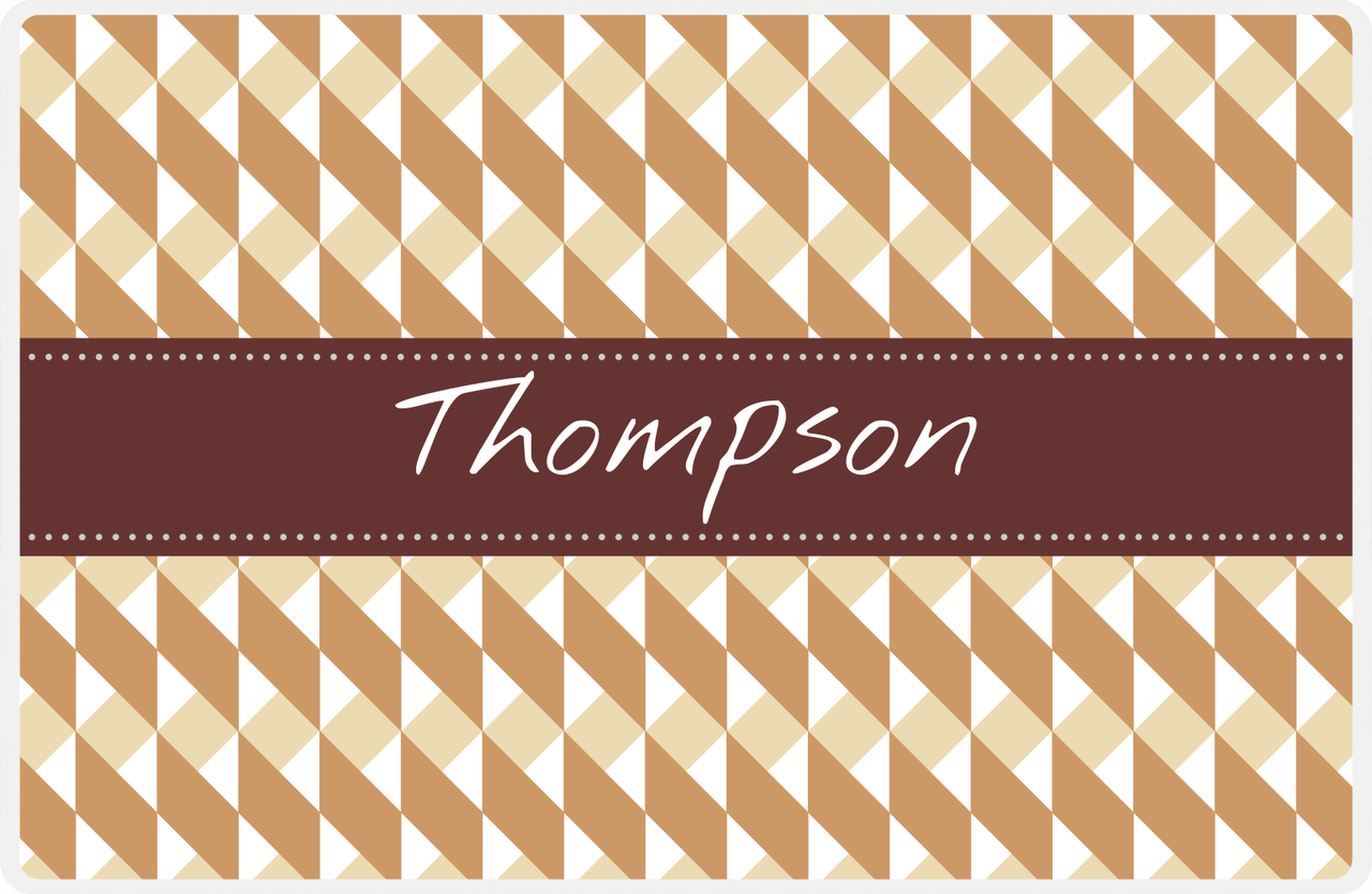 Personalized Geo Squared Placemat - Light Brown and Champagne - Brown Ribbon Frame -  View