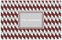 Thumbnail for Personalized Geo Squared Placemat - Brown and Light Grey - Light Grey Rectangle Frame -  View