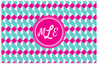 Thumbnail for Personalized Geo Squared Placemat - Viking Blue and White - Hot Pink Circle Frame -  View