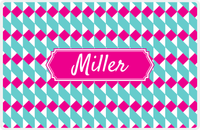 Thumbnail for Personalized Geo Squared Placemat - Viking Blue and White - Hot Pink Decorative Rectangle Frame -  View