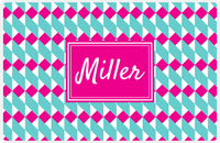 Thumbnail for Personalized Geo Squared Placemat - Viking Blue and White - Hot Pink Rectangle Frame -  View
