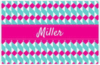 Thumbnail for Personalized Geo Squared Placemat - Viking Blue and White - Hot Pink Ribbon Frame -  View