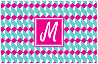 Thumbnail for Personalized Geo Squared Placemat - Viking Blue and White - Hot Pink Square Frame -  View