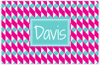 Thumbnail for Personalized Geo Squared Placemat - Hot Pink and White - Viking Blue Rectangle Frame -  View