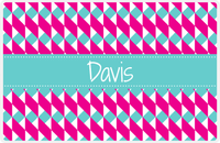 Thumbnail for Personalized Geo Squared Placemat - Hot Pink and White - Viking Blue Ribbon Frame -  View