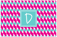 Thumbnail for Personalized Geo Squared Placemat - Hot Pink and White - Viking Blue Square Frame -  View