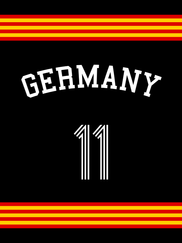 Personalized Germany Jersey Number T-Shirt - Triple Stripe with Arched Text - Decorate View