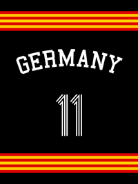 Thumbnail for Personalized Germany Jersey Number T-Shirt - Triple Stripe with Arched Text - Decorate View