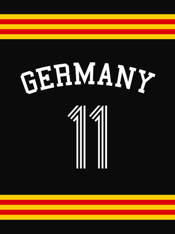 Personalized Germany Jersey Number T-Shirt - Double Stripe with Arched Text - Decorate View