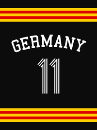 Thumbnail for Personalized Germany Jersey Number T-Shirt - Double Stripe with Arched Text - Decorate View