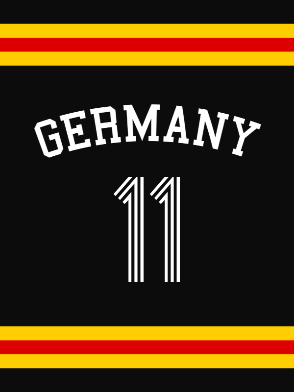 Personalized Germany Jersey Number T-Shirt - Single Stripe with Arched Text - Decorate View