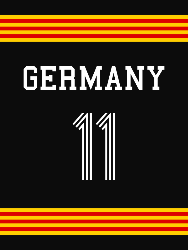 Personalized Germany Jersey Number T-Shirt - Triple Stripe - Decorate View