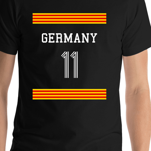 Personalized Germany Jersey Number T-Shirt - Triple Stripe - Shirt Close-Up View