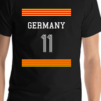 Thumbnail for Personalized Germany Jersey Number T-Shirt - Triple Stripe - Shirt Close-Up View