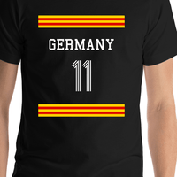 Thumbnail for Personalized Germany Jersey Number T-Shirt - Double Stripe - Shirt Close-Up View