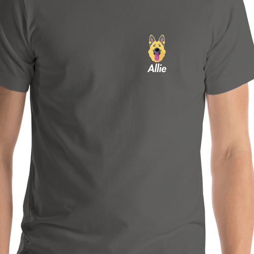 Personalized German Shepherd T-Shirt - Grey - Shirt Close-Up View