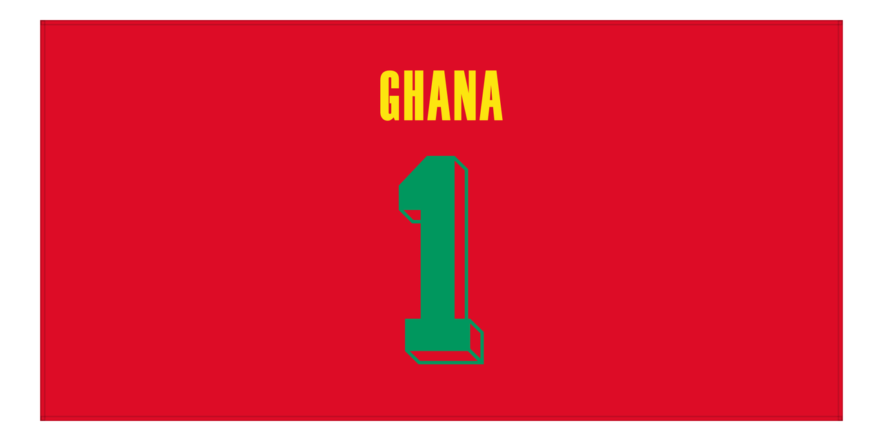 Personalized Ghana Jersey Number Beach Towel - Red - Front View