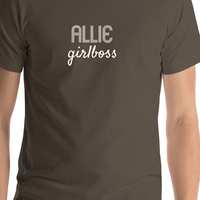 Thumbnail for Personalized Girlboss T-Shirt - Army - Shirt Close-Up View
