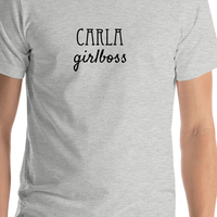 Thumbnail for Personalized Girlboss T-Shirt - Athletic Heather - Shirt Close-Up View