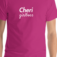 Thumbnail for Personalized Girlboss T-Shirt - Berry - Shirt Close-Up View