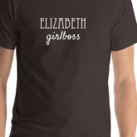 Thumbnail for Personalized Girlboss T-Shirt - Brown - Shirt Close-Up View