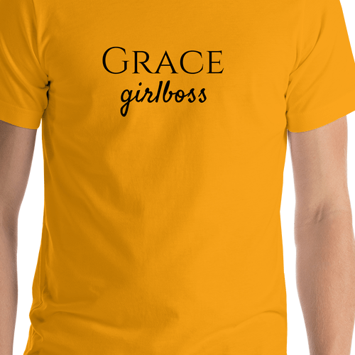 Personalized Girlboss T-Shirt - Gold - Shirt Close-Up View