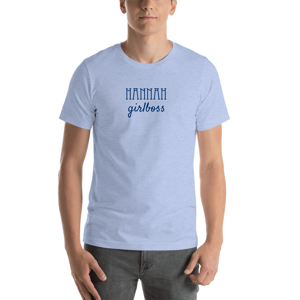 Personalized Girlboss T-Shirt - Heather Blue - Shirt View