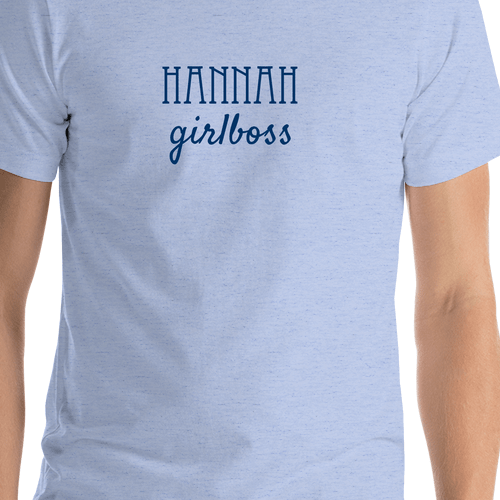 Personalized Girlboss T-Shirt - Heather Blue - Shirt Close-Up View