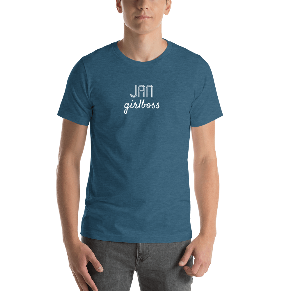 Personalized Girlboss T-Shirt - Heather Deep Teal - Shirt View