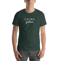 Thumbnail for Personalized Girlboss T-Shirt - Heather Forest - Shirt View