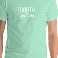 Thumbnail for Personalized Girlboss T-Shirt - Heather Mint - Shirt Close-Up View