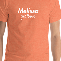 Thumbnail for Personalized Girlboss T-Shirt - Heather Orange - Shirt Close-Up View