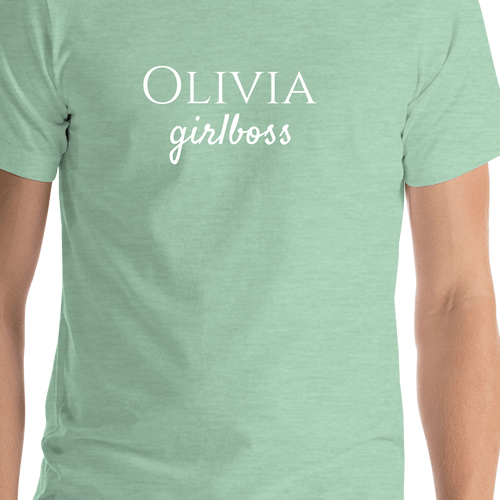 Personalized Girlboss T-Shirt - Heather Prism Mint - Shirt Close-Up View