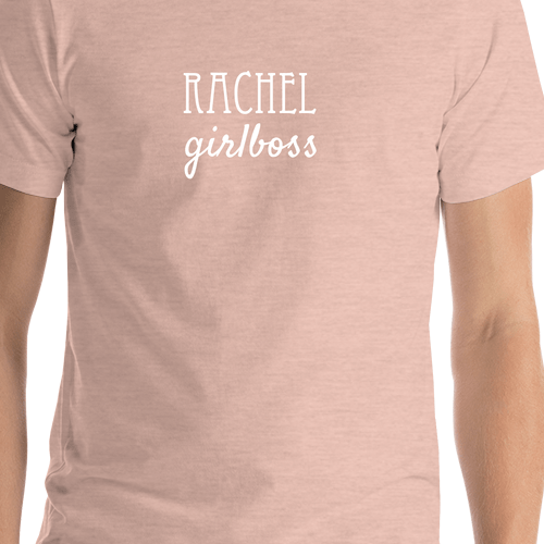 Personalized Girlboss T-Shirt - Heather Prism Peach - Shirt Close-Up View