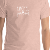 Thumbnail for Personalized Girlboss T-Shirt - Heather Prism Peach - Shirt Close-Up View