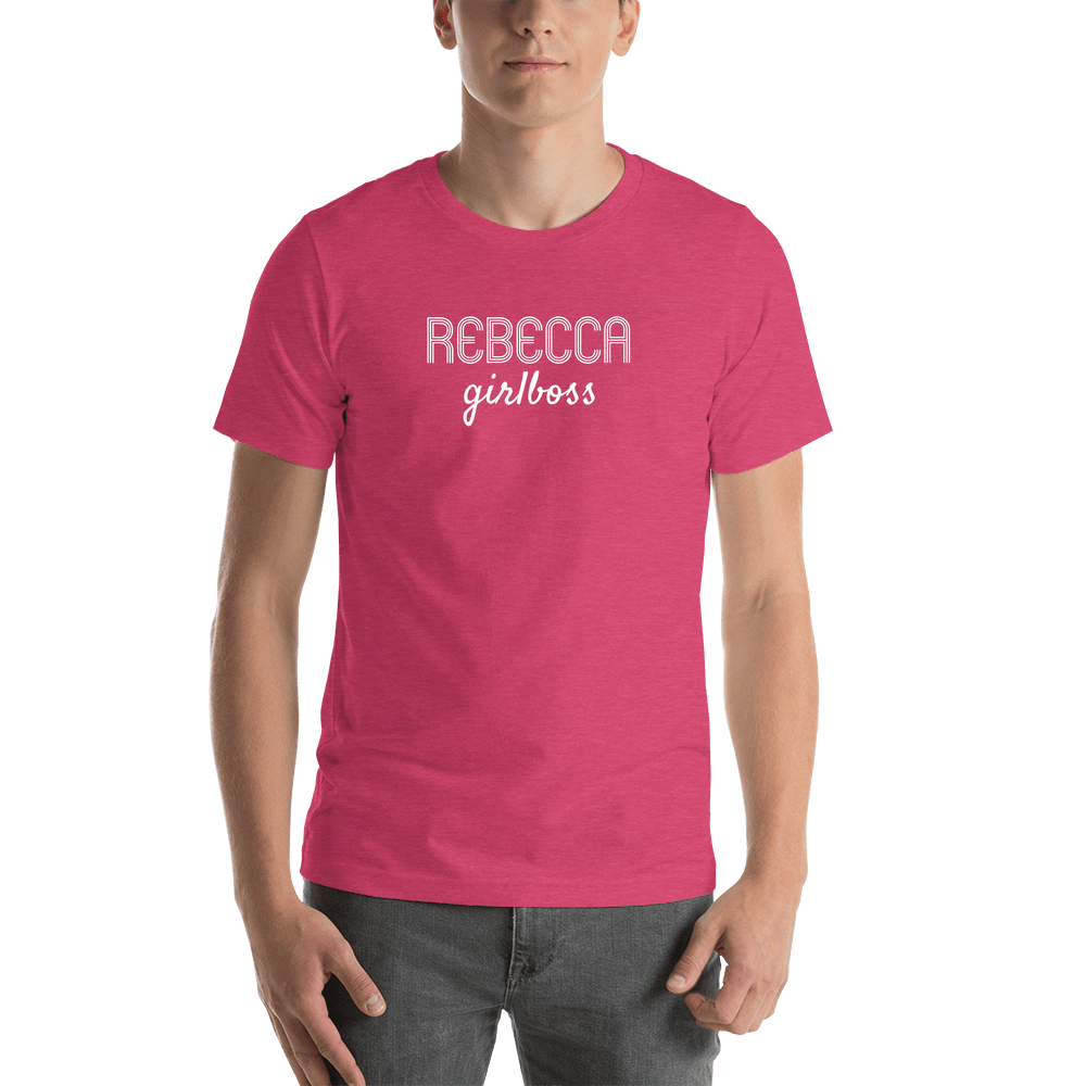 Personalized Girlboss T-Shirt - Heather Raspberry - Shirt View