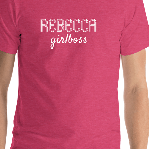 Personalized Girlboss T-Shirt - Heather Raspberry - Shirt Close-Up View